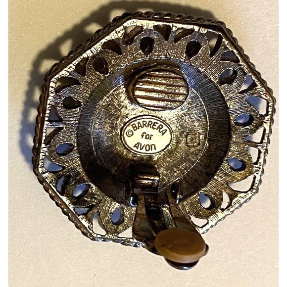 Barrera for Avon Clip Earrings Silver Tone Octagons Signed - Picture 7 of 7